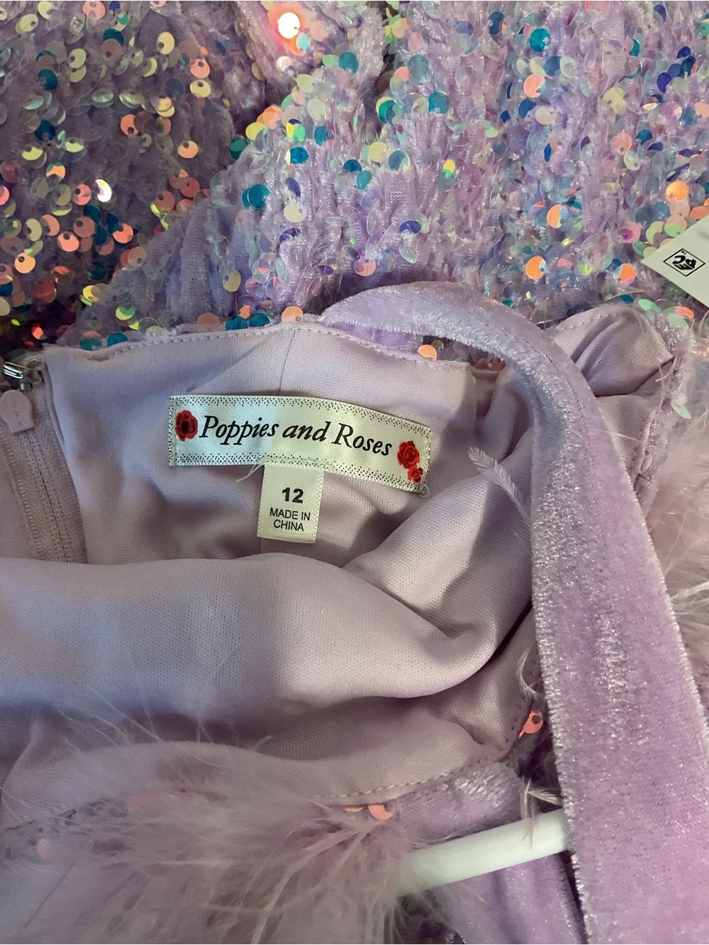 Poppies and Roses girls size 12 light purple sequin dress NWT